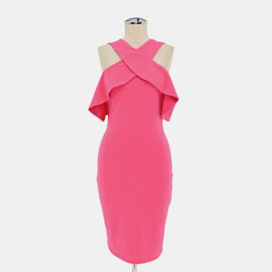 LULUS Dress Size S Fuchsia Cityscape Cold Shoulder Bodycon Knee Length Sexy Glam